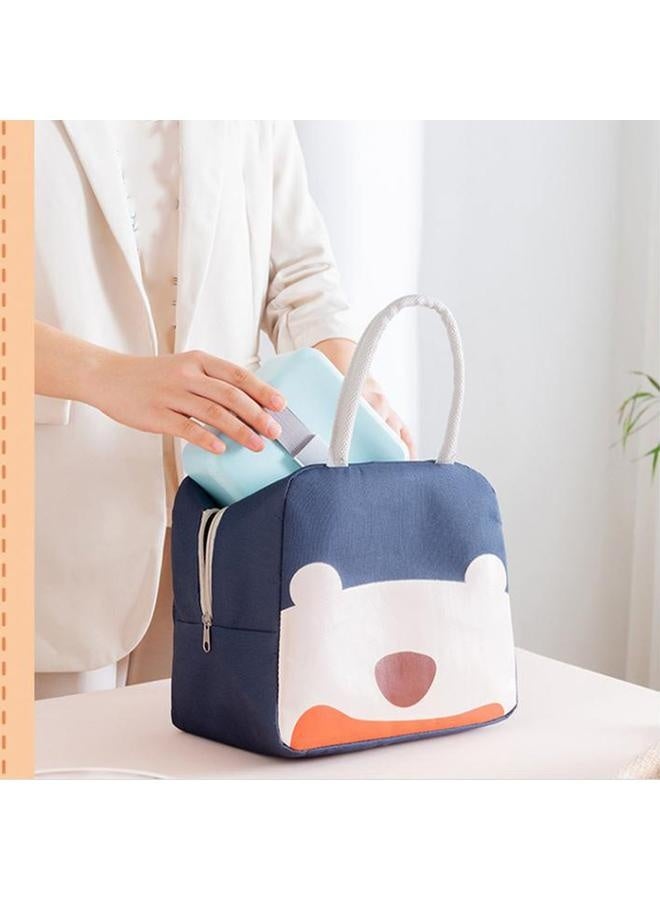Lunch Box Bag Navy Blue Insulated Oxford Cloth Aluminum Foil Large Capacity Fashionable Bento Bag for School Office - Image 5